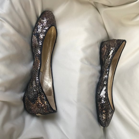 JIMMY CHOO bronze silver gold sequin ballet flats - Picture 7 of 7